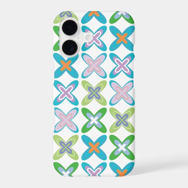 Retro Mod Art Funky Teal Blue Purple Cross Pattern (Back)
