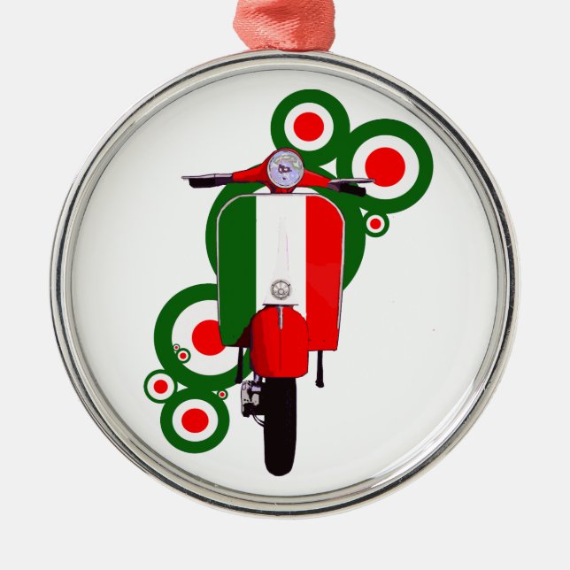 Retro Mod  Art Italian Scooter Metal Tree Decoration (Front)