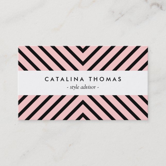 Retro Mod Black and Pink Pattern Business Card (Front)