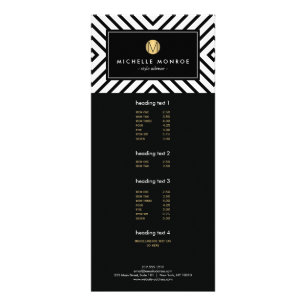 Retro Mod Black and White Pattern Gold Monogram Rack Card