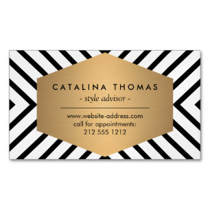 Retro Mod Black and White Pattern Magnetic Magnetic Business Card