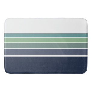 Retro/Mod Blue and Green Striped Bath Mat