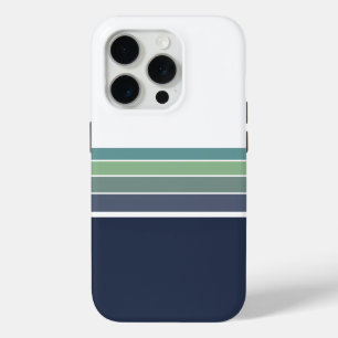 Retro/Mod Blue and Green Striped  iPhone 15 Pro Case