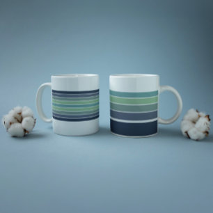 Retro/Mod Blue and Green Striped  Large Coffee Mug