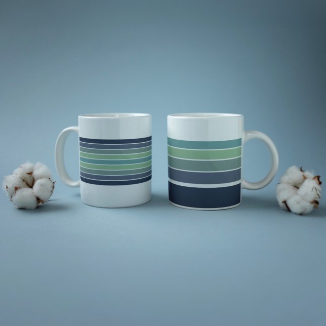 Retro/Mod Blue and Green Striped  Large Coffee Mug (Creator Uploaded)