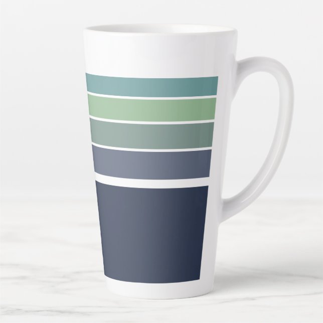 Retro/Mod Blue and Green Striped  Latte Mug (Right)