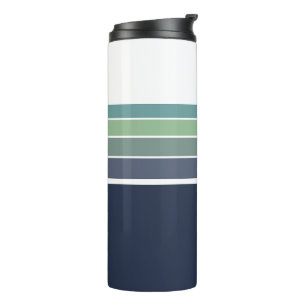 Retro/Mod Blue and Green Striped  Thermal Tumbler