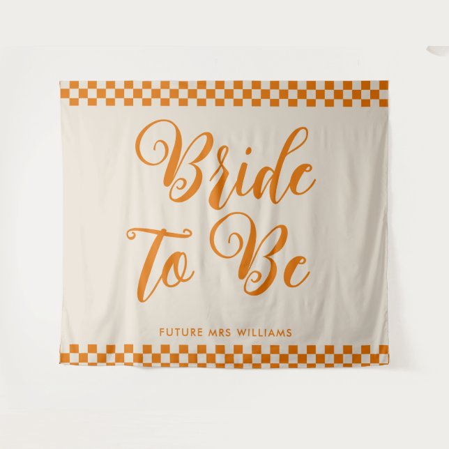 Retro Mod bride to be Bridal Shower Backdrop Tapestry (Front (Horizontal))
