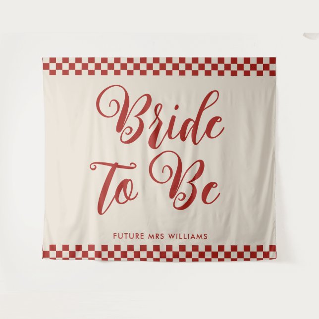 Retro Mod bride to be Bridal Shower Backdrop Tapestry (Front (Horizontal))