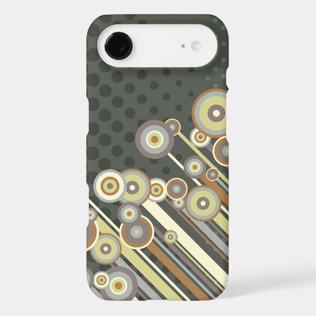 Retro Mod Brown Groovy Circles & Diagonal Stripes (Back)