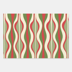 Retro Mod Christmas Hourglass Patterns Wrapping Paper Sheet