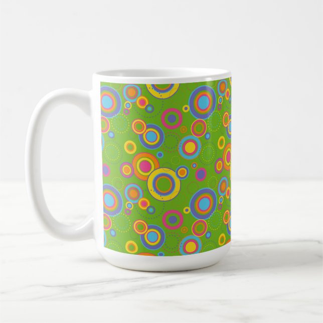 Retro Mod Circles on Green Coffee Mug (Left)
