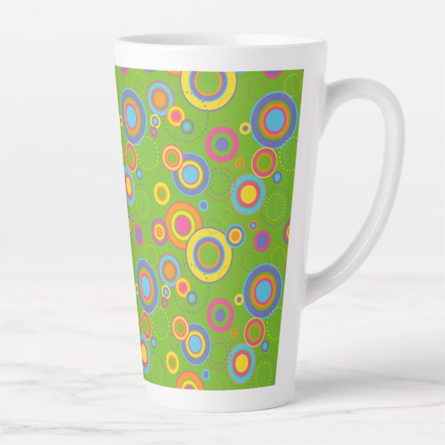 Retro Mod Circles on Green Latte Mug (Right)