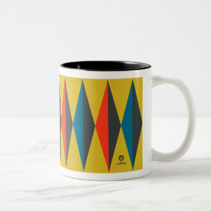 Retro Mod Diamond Pattern Two-Tone Coffee Mug