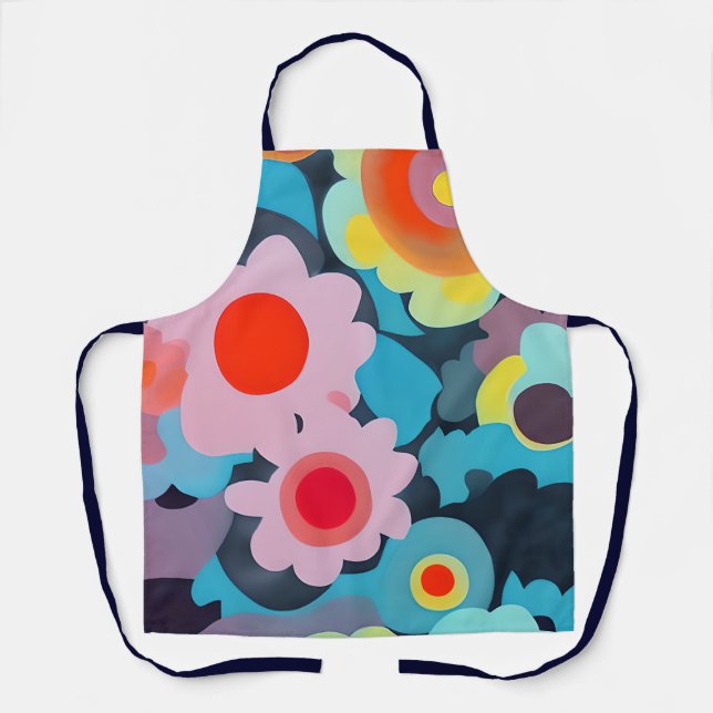 Retro mod flowers  apron (Front)