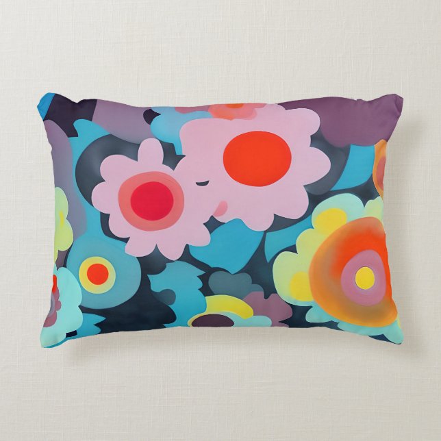 Retro mod flowers  decorative cushion (Front)