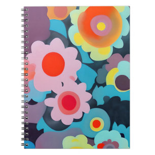 Retro mod flowers notebook