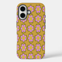 Retro Mod Flowers Pattern in Yellow and Violet