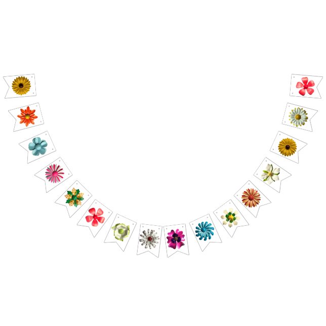 Retro MOD Flowers Spring Summer Garden Wedding Bunting (All)