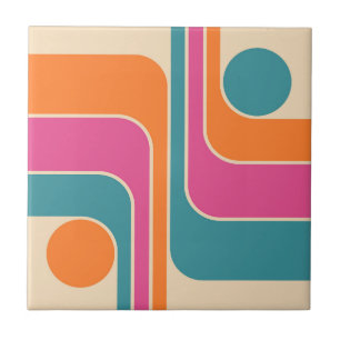 Retro Mod Geometric Design Ceramic Tile