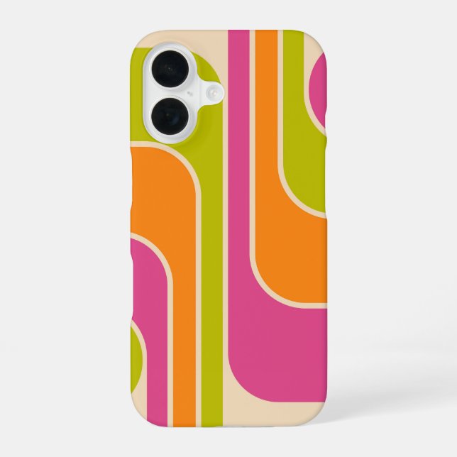Retro Mod Geometric Design iPhone 16 Case (Back)