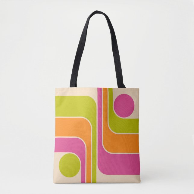 Retro Mod Geometric Design Tote Bag (Front)