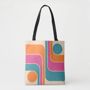 Retro Mod Geometric Design Tote Bag