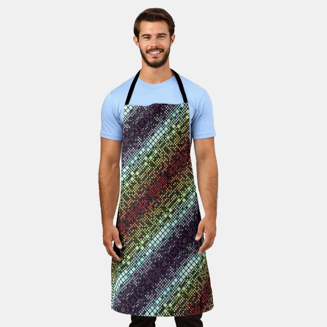 Retro Mod Geometric Groovy Funky Neurogender Pride Apron (Worn)