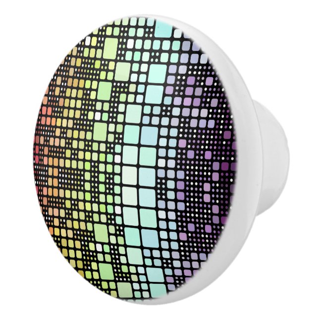 Retro Mod Geometric Groovy Funky Neurogender Pride Ceramic Knob (Right)