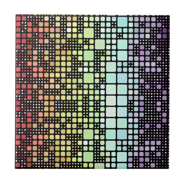 Retro Mod Geometric Groovy Funky Neurogender Pride Ceramic Tile (Front)
