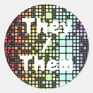 Retro Mod Geometric Groovy Funky Neurogender Pride Classic Round Sticker