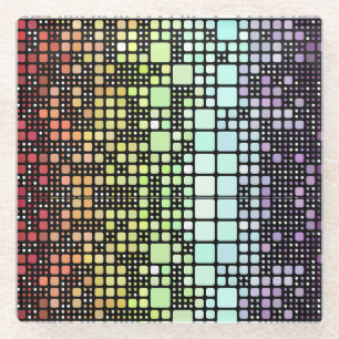 Retro Mod Geometric Groovy Funky Neurogender Pride Glass Coaster