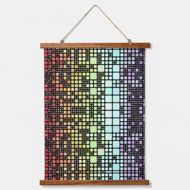 Retro Mod Geometric Groovy Funky Neurogender Pride Hanging Tapestry (Front)