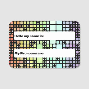 Retro Mod Geometric Groovy Funky Neurogender Pride Name Tag