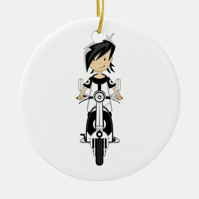 Retro Mod Girl on Scooter Ornament (Front)