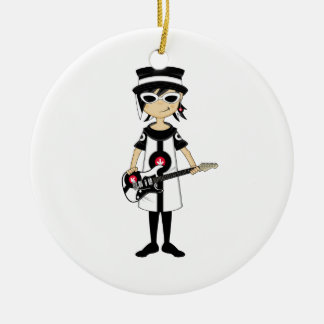 Retro Mod Girl with Guitar Ornament