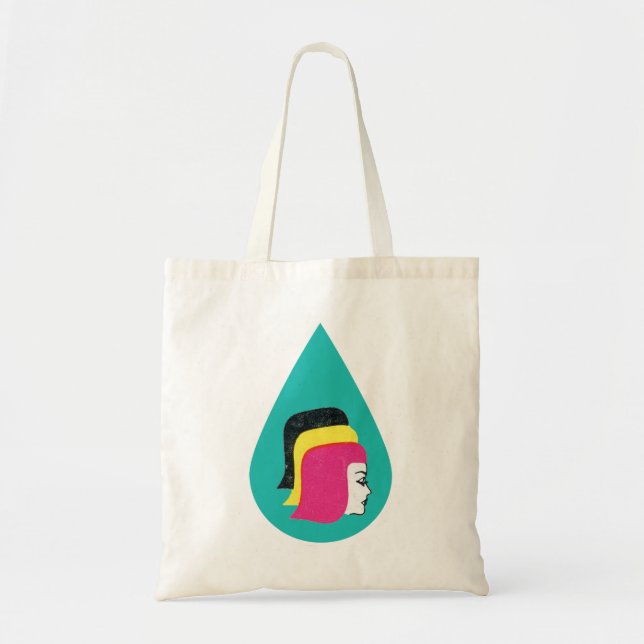 Retro Mod Lady Heads Drop Tote Bag (Front)