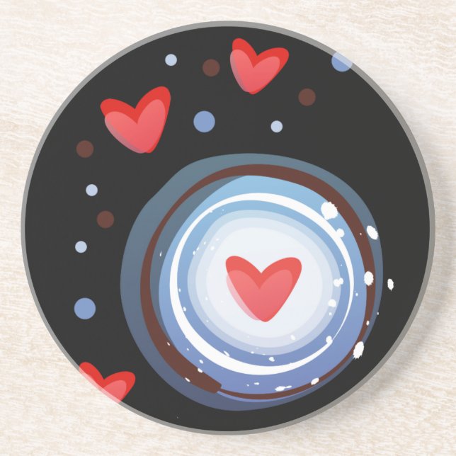 Retro Mod Love Circle Coaster (Front)