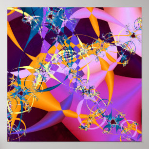 Retro-Mod Mandelbrot (12 by 12) Art Print Poster