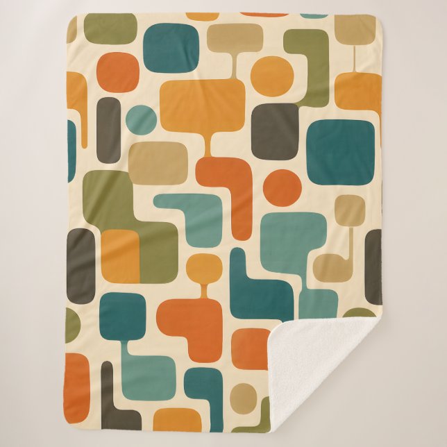 Retro Mod Mosaic Fleece Blanket (Front)