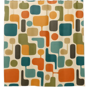Retro Mod Mosaic Shower Curtain