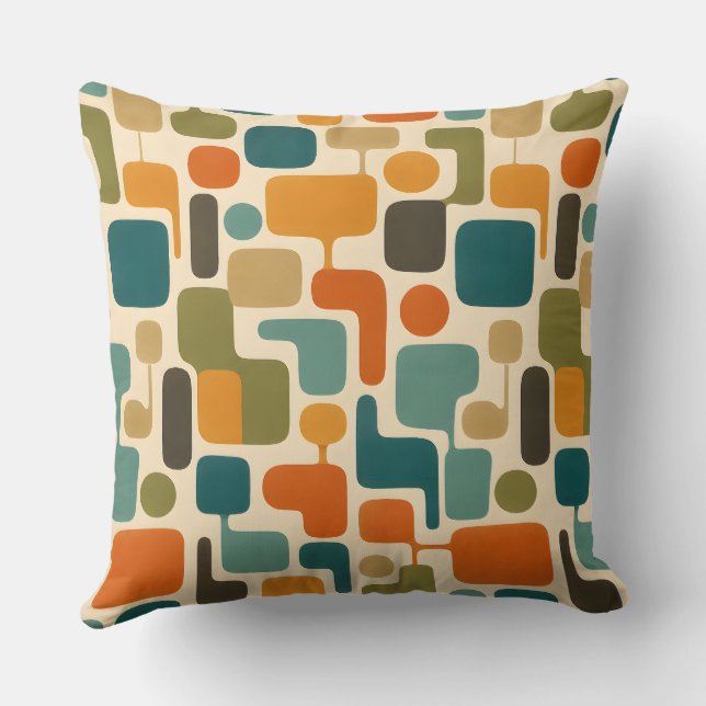 Retro Mod Mosaic Throw Pillow (Back)