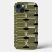 Retro Mod Ogee Pod Green Abstract Art Phone Case