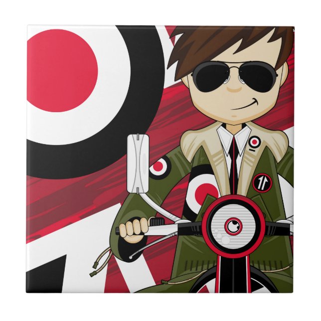 Retro Mod on Scooter Ceramic Tile (Front)