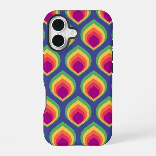 Retro Mod Pattern iPhone 16 Case (Back)