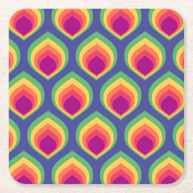 Retro Mod Pattern Paper Coaster (Front)