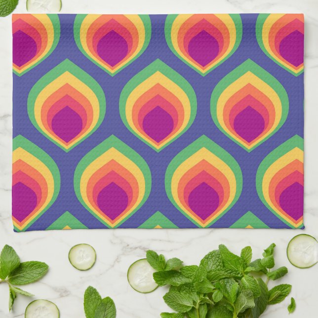 Retro Mod Pattern Tea Towel (Folded)