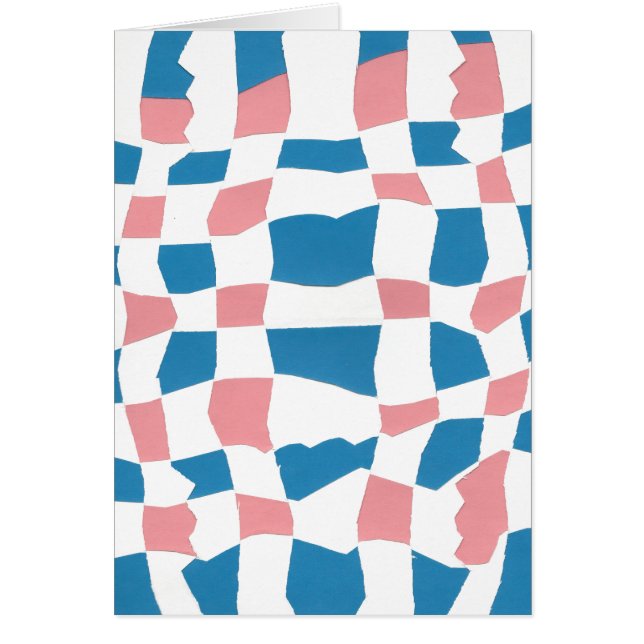 Retro Mod Pink Blue Chequerboard Abstract (Front)