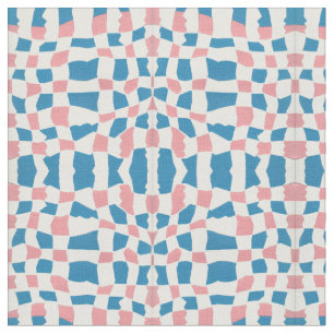 Retro Mod Pink Blue Chequerboard Abstract Fabric