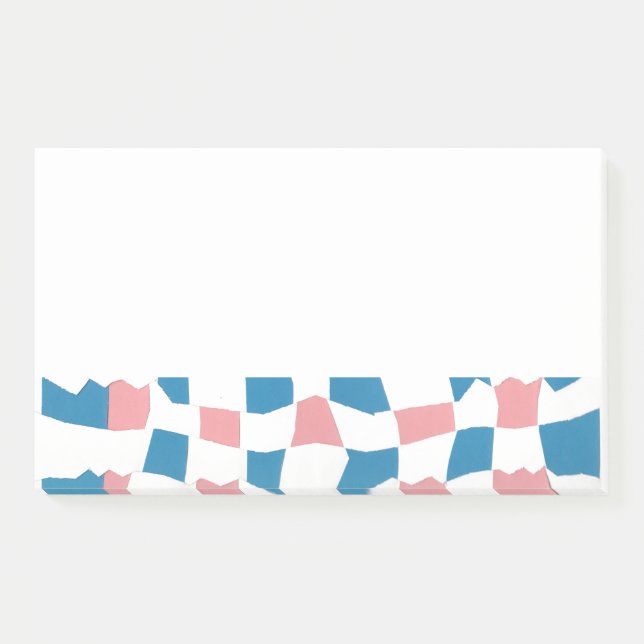 Retro Mod Pink Blue Chequerboard Abstract Post-it Notes (Front)